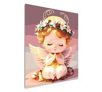 Lituor Peinture par Numero Adulte,Petit ange DIY Acryliques Peinture Numero Kit de Peinture à l'huile sur Toile avec Brosses et Peintures Acryliques Cadeau pour Mur de Maison(avec Cadre) 30x40cm