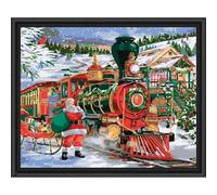 Lituor Peinture par Numero Adulte,Train du Père Noël DIY Peinture Acryliques pour Débutants Kit de Peinture à l'huile sur Toile avec Brosses et Acryliques Cadeau pour Maison Décor(sans Cadre) 40x50cm