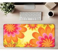 Lituor Tapis de Souris de Jeu 1000x500x3mm,sous Main Bureau avec Base en Caoutchouc Antidérapant,Grand Tapis de Souris XXL pour PC et Ordinateur Portable,Fleurs Jaunes et Roses