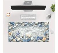 Lituor Tapis de Souris de Jeu 800x400x2mm,sous Main Bureau avec Base en Caoutchouc Antidérapant,Grand Tapis de Souris XXL pour PC et Ordinateur Portable,Coquillages d'étoiles de mer de Plage