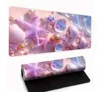 Lituor Tapis de Souris de Jeu 900x300x3mm,sous Main Bureau avec Base en Caoutchouc Antidérapant,Grand Tapis de Souris XXL pour PC et Ordinateur Portable,Coquillages d'étoiles de mer Roses