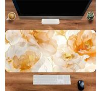 Lituor Tapis de Souris XXL 1000x500x2mm Fleurs dorées abstraites,Grand Tapis de Clavier Antidérapant avec Bords Cousus,Tapis de Souris de Jeu pour la Maison et Le Bureau
