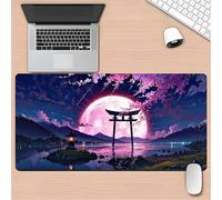 Lituor Tapis de Souris XXL 1200x600x3mm Paysage Japonais Lune,Grand Tapis de Clavier Antidérapant avec Bords Cousus,Tapis de Souris de Jeu pour la Maison et Le Bureau