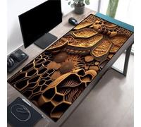 Lituor Tapis de Souris XXL 900x300x2mm Résumé en nid d'abeille Brun,Grand Tapis de Clavier Antidérapant avec Bords Cousus,Tapis de Souris de Jeu pour la Maison et Le Bureau