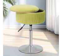 LITZFUR Tabouret de coiffeuse réglable pour salle de maquillage, pivotant à 360°, en velours, repose-pieds rond pour salon, chambre à coucher, vert clair