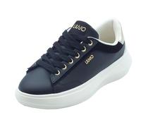Liu Jo BA6069 Casper 01 Black Sneakers pour femme en cuir noir avec compensation, Noir , 40 EU