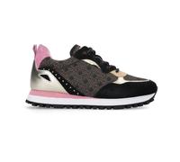 Liu Jo - Baskets en Cuir à Imprimé Monogramme Noir/Marron - Femme - Chaussures - Multicolore - Taille: 36 EU