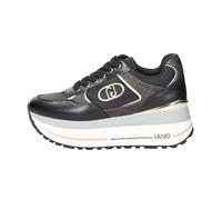 LIU JO BF5011 Maxi Wonder Plus Black Sneakers Mode pour femme en cuir et cale, Noir , 39 EU