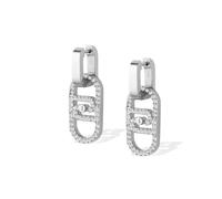 Liu Jo Boucles d'oreilles en acier argenté logo et zircones 2,8 cm LJ2811
