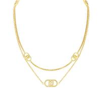 Liu Jo Collier en acier couleur or or logo et strass 50 cm LJ2907