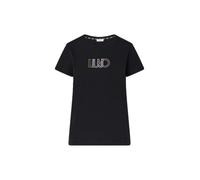 Liu Jo ECS Basica M/C T-shirt avec logo et strass, noir, W9415 Noir/Liujo, M