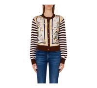 Liu Jo, Femme, Pulls, Multicolore, Taille: 40 FR Cardigan avec insert en twill imprimé