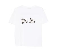 Liu Jo, Femme, Tops, Blanc, Taille: 38 FR T-Shirt avec Lettres en Strass et Monogramme Brodé