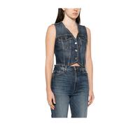 Liu Jo - Gilet en coton lavé - Femme - Vestes - Bleu - Taille: 40 FR