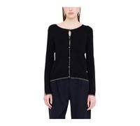 Liu Jo - Pull Noir à Boutons avec Col Rond - Femme - Pulls - Noir - Taille: 36 FR