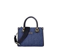 LIU JO Sac à main en denim bleu, poignées doubles, sangle réglable, détails noirs