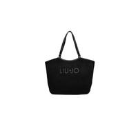 Liu Jo Sac shopping Ferielle L en daim noir | 100 % polyester, 47 x 15 x 35 cm, double poignée d'épaule, fermeture éclair, style décontracté