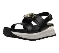 Liu Jo Sandales de sport pour femme, plateforme blanche, bandes noires avec boucle, semelle antidérapante, Noir , 39 EU