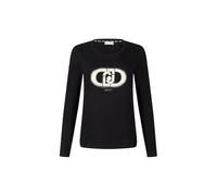 Liu Jo T-shirt à manches longues en coton avec logo/perles TF5299, Noir , Medium