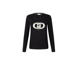 Liu Jo T-shirt à manches longues en coton avec logo/perles TF5299, Noir , Medium