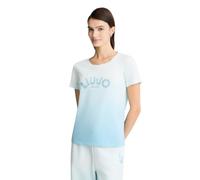 Liu Jo TA5267 T-shirt à manches courtes avec logo et strass pour femme, Crystal Blue, Medium