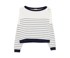 Liu Jo - Ta6213 Ms55N Pull Rayé Col Bateau - Femme - Pulls - Blanc - Taille: 40 FR