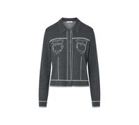 Liu Jo TF6076 Veste en tricot avec perles pour femme, Acier mélangé / blanc, XL