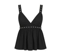 Liu Jo - Top en lin clouté - Femme - Tops - Noir - Taille: 38 FR