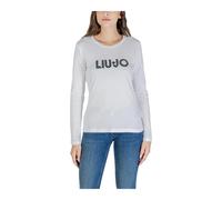 Liu Jo - Tricot en coton à manches longues imprimé avec col rond - Femme - Tops - Blanc - Taille: 44 FR