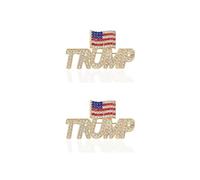 LIU JUN Broche Trump pour homme et femme, broche Trump avec drapeau américain, blanc, bleu, rouge, zircon cubique, cadeaux de motivation inspirants (drapeau CZ 2 pièces), zinc, sans pierre précieuse