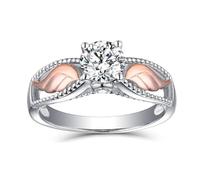 LIU JUN Hug From Heaven Bague personnalisée en forme d'ailes d'ange pour femme Inscription To My Love I'll Hold You in My Heart, Cuivre, Zircone