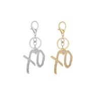 LIU JUN Unise High Hip Hop XO Lettre Pendentif Porte-clés pour femme, Mode Créatif Oxyde de Zirconium Hip Hop Rock Cadeau Bijoux, Hip Silver + Gold, Large