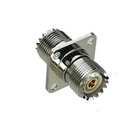 LIUCH Adaptateur UHF PL259 SO239 vers fiche mâle UHF/N et prise femelle, connecteur coaxial RF droit, à angle droit, à bride et de type T, 1 pièce(SO239 to SO239 F)