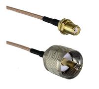 LIUCH Câble de raccordement RF droit RG316 RG58 UHF PL259 SO239 vers SMA mâle et femelle, 6 pouces à 20 m(RG316 PL259 to SMA F,3FT (1M))