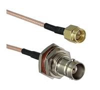 LIUCH Câble RG316 BNC vers BNC SMA mâle et femelle, connecteur à angle droit et cloison, câble coaxial RF, queue de cochon, 6 pouces à 10 m(BNC F Nut to SMA M,6FT (2M))