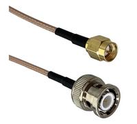 LIUCH Câble RG316 BNC vers BNC SMA mâle et femelle, connecteur à angle droit et cloison, câble coaxial RF, queue de cochon, 6 pouces à 10 m(BNC M to SMA M,4inch (10CM))