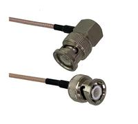 LIUCH Câble RG316 BNC vers BNC SMA mâle et femelle, connecteur à angle droit et cloison, câble coaxial RF, queue de cochon, 6 pouces à 10 m(BNC M to BNC M90,10inch (25CM))