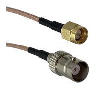 LIUCH Câble RG316 BNC vers BNC SMA mâle et femelle, connecteur à angle droit et cloison, câble coaxial RF, queue de cochon, 6 pouces à 10 m(BNC F to SMA M,8inch (20CM))