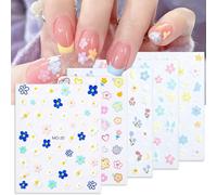 liuchanghe 5 Feuilles 3D Fleur Stickers Ongles Nail Art, Autocollant Ongle d'Art, Parfaits pour la Décoration de Nail Art