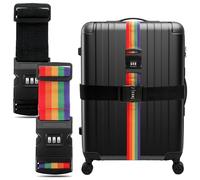 liuchanghe Lot de 2 Sangles de Valise, Sangle de Bagage Réglables avec Étiquette, pour Voyager en Toute sécurité en Avion Bagages Fixes (Noir, Arc-en-Ciel)