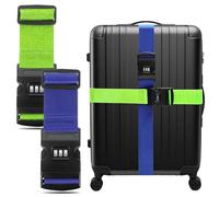 liuchanghe Lot de 2 Sangles de Valise, Sangle de Bagage Réglables avec Étiquette, pour Voyager en Toute sécurité en Avion Bagages Fixes (Vert, Bleu)