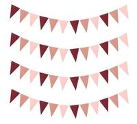 liuchanghe Lot de 4 Guirlande Fanion, Guirlandes de Fanions Extérieurs, Drapeau Triangulaire pour Mariage Anniversaire Baptême Jardin Fête Décoration (Rose)