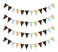 liuchanghe Lot de 4 Guirlande Fanion, Guirlandes de Fanions Extérieurs, Drapeau Triangulaire pour Mariage Anniversaire Baptême Jardin Fête Décoration (Marron)