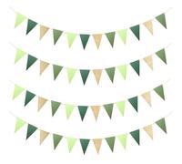 liuchanghe Lot de 4 Guirlande Fanion, Guirlandes de Fanions Extérieurs, Drapeau Triangulaire pour Mariage Anniversaire Baptême Jardin Fête Décoration (Vert)