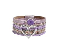 LIUCHUCHU Bracelet Femme 1 bracelet en cuir avec breloque cœur métal for femme, bijou tendance résine et strass(I)