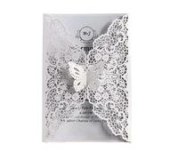 LIUCHUCHU Faire Part De Mariage Lot de 50 couvertures cartes d'invitation mariage en forme papillon, décoration d'anniversaire, fiançailles, fournitures fête(50 White Covers)