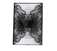 LIUCHUCHU Faire Part De Mariage Lot de 50 couvertures cartes d'invitation mariage en forme papillon, décoration d'anniversaire, fiançailles, fournitures fête(50 Black Covers)