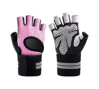 LIUCHUCHU Gants De Fitness 1 Paire de Gants Gymnastique avec Support en Bracelet Poignet for Hommes et Femmes, entraînement Puissance, Levage Poids(Pink,L)