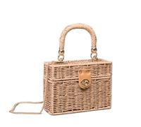 LIUCHUCHU Sac Paille Rotin noir paille sac à bandoulière femmes tissé la main de messager été plage carré boîte for dame(Paper rope brown)