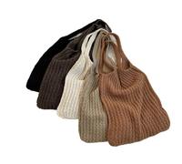 LIUCHUCHU Sac Paille Tricoté épaule sac à provisions for femmes Vintage coton tissu filles fourre-tout Shopper grand femme main Crochet(BeigeA)